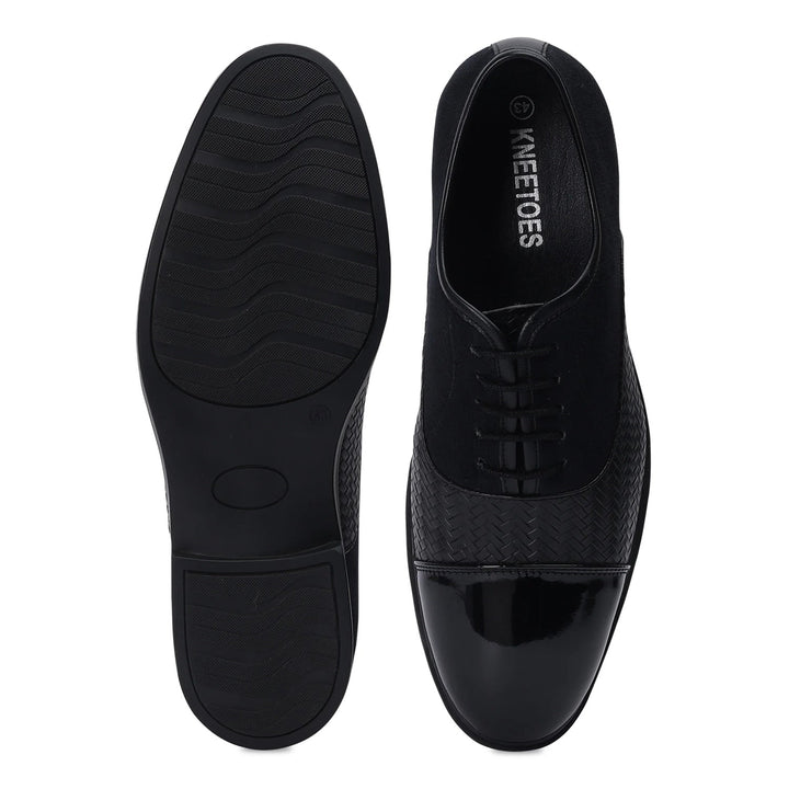 Luxe Black Dual-Finish Oxford Shoes
