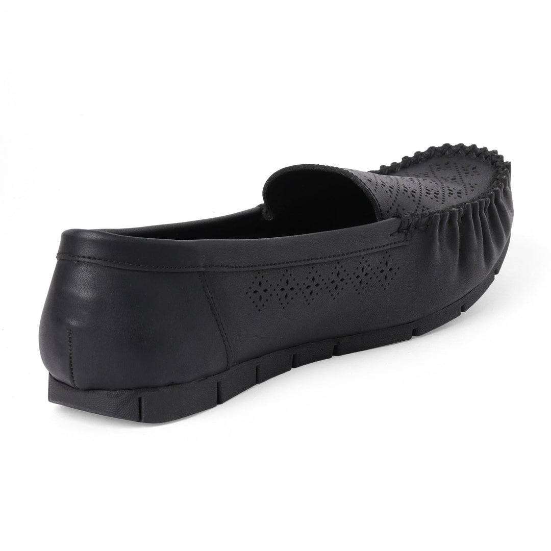 Classic Charm Black Cut-Work Loafers