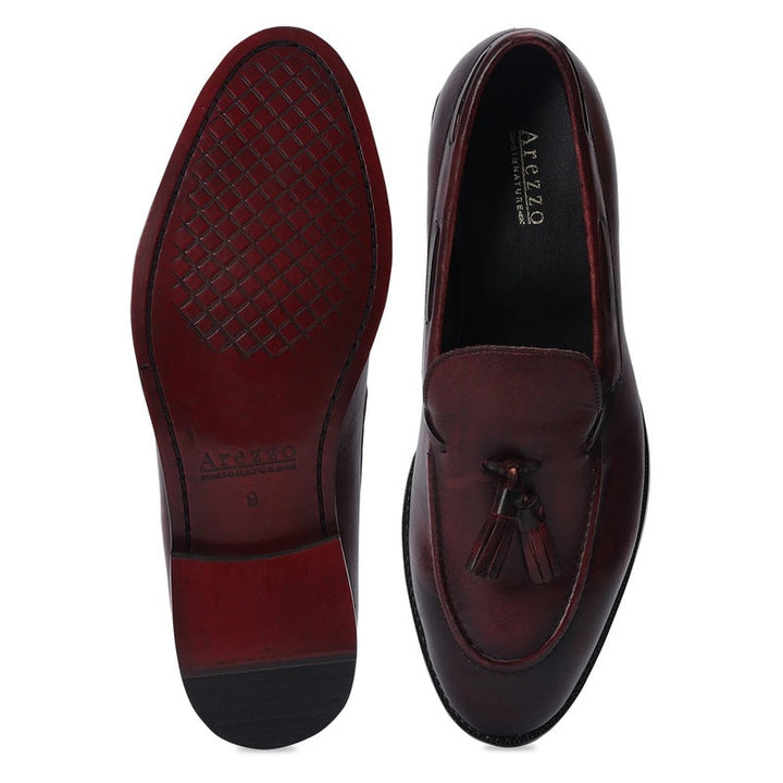 Luxe Burgundy Tassel Slip-On Loafers