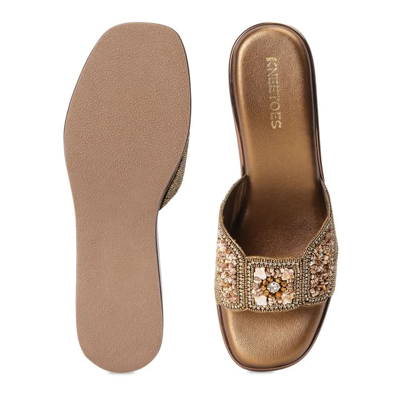 Zari - Bronze Wedge Sandals