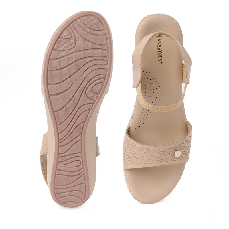 Textured Beige Open-Toe Sandals