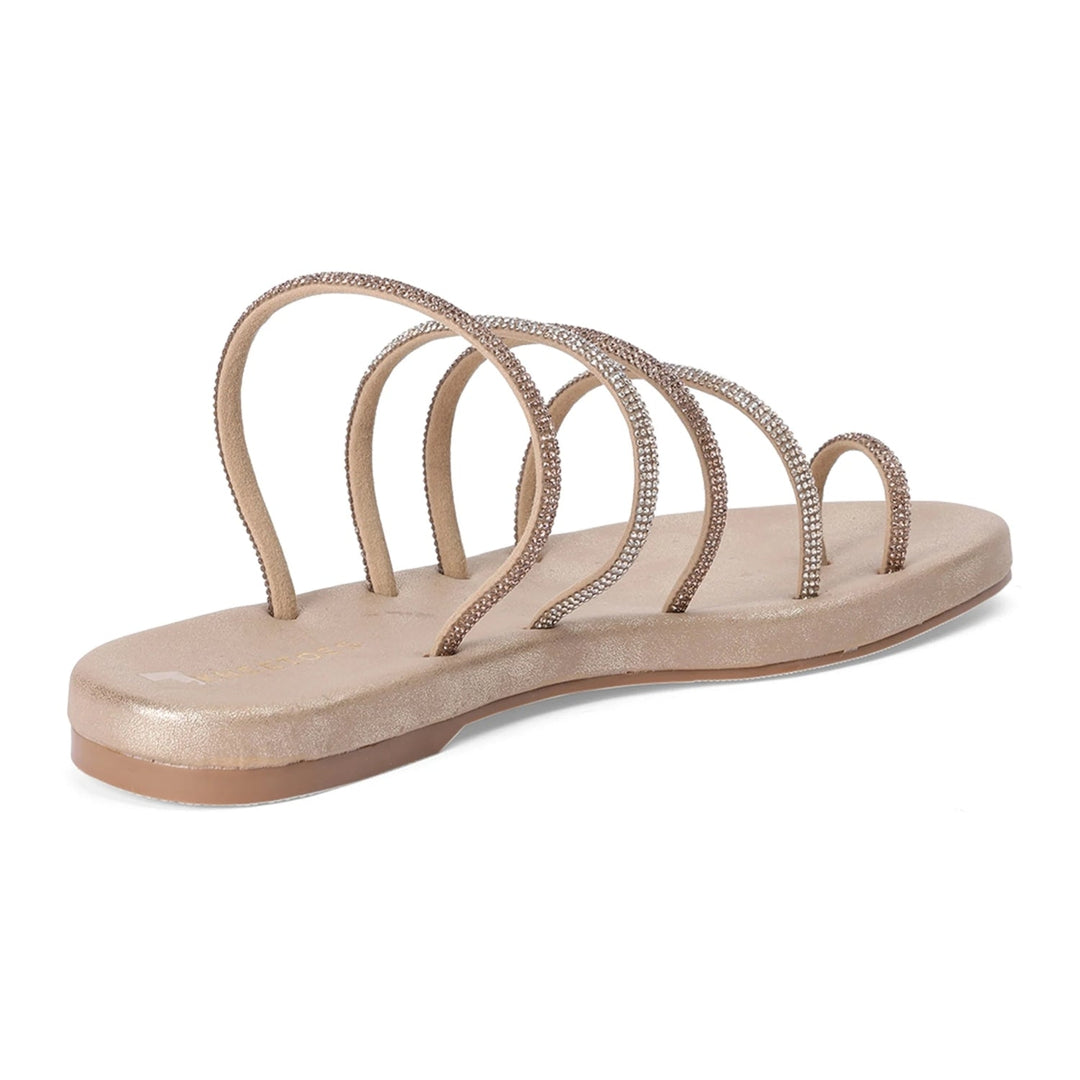 Nude Sparkle Multi-Strap Flats