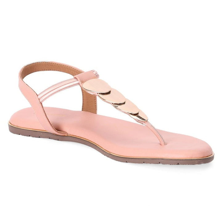 Blush Nude Metallic Disc Flat Sandals