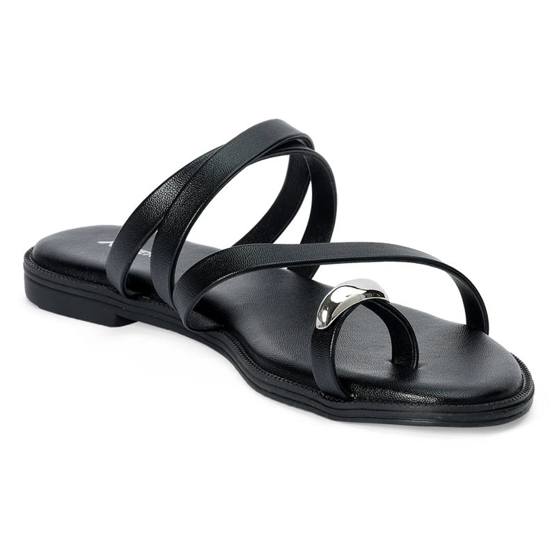 Black Elegance Metal-Accent Flats