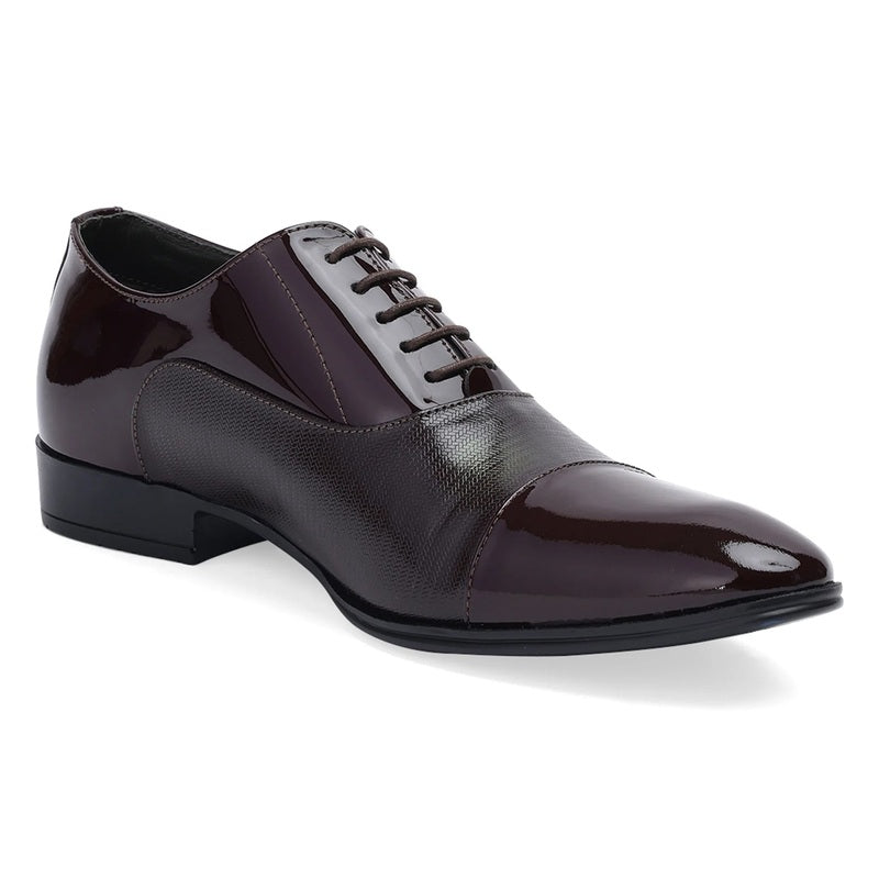 Luxe Burgundy Italian Leather Cap-Toe Shoes