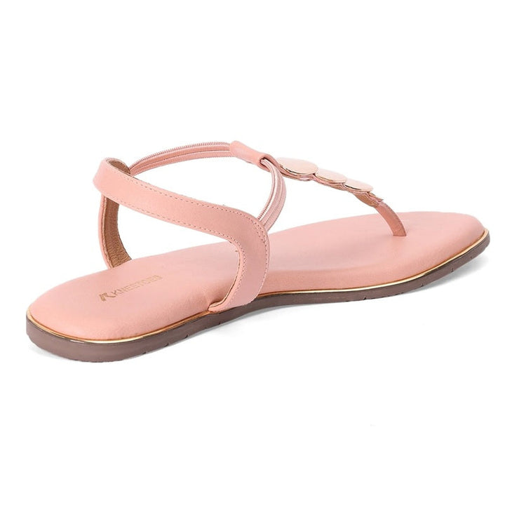Blush Nude Metallic Disc Flat Sandals