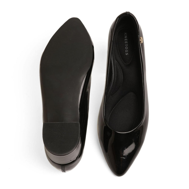 Radiant Black Solid Block Heel Pumps