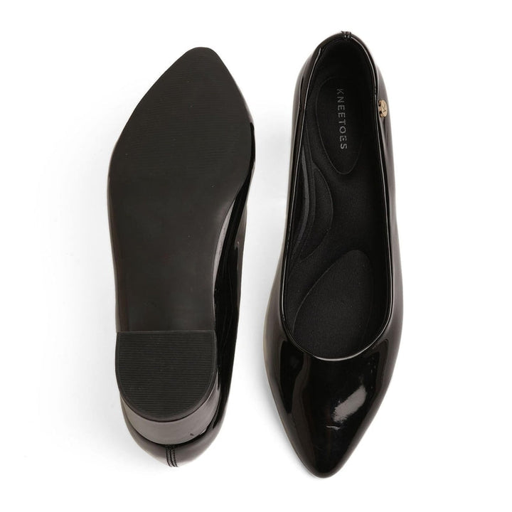 Radiant Black Solid Block Heel Pumps