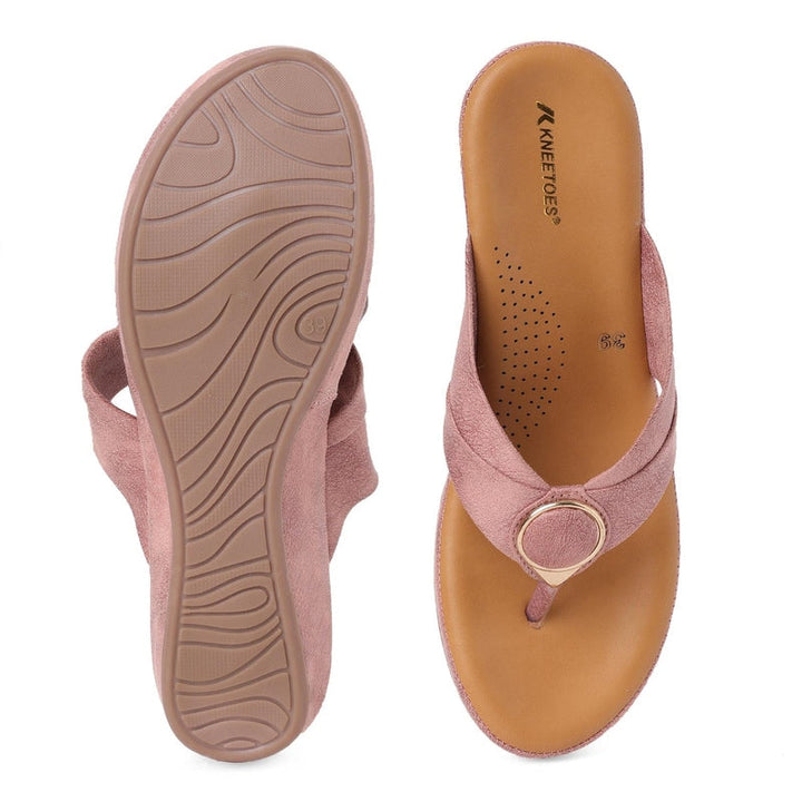 Suede-Luxe Leather Mauve Wedge Heels