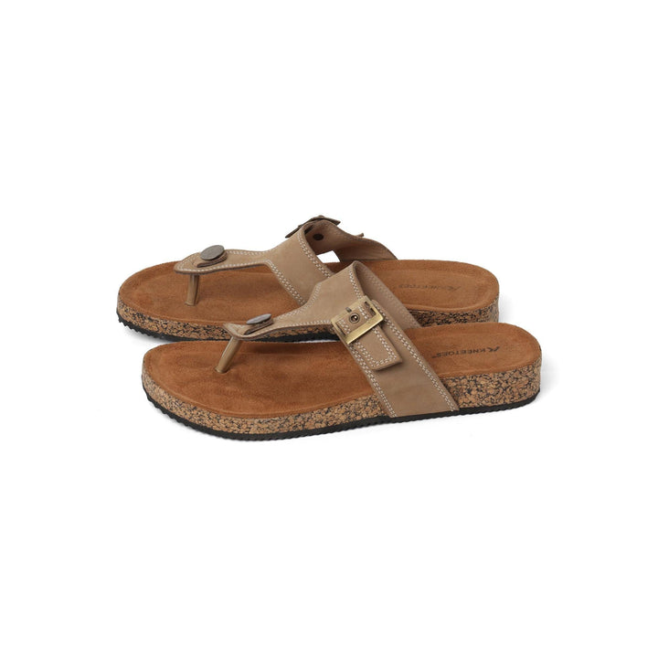 Staple Leather Beige Buckled Thong Sandals