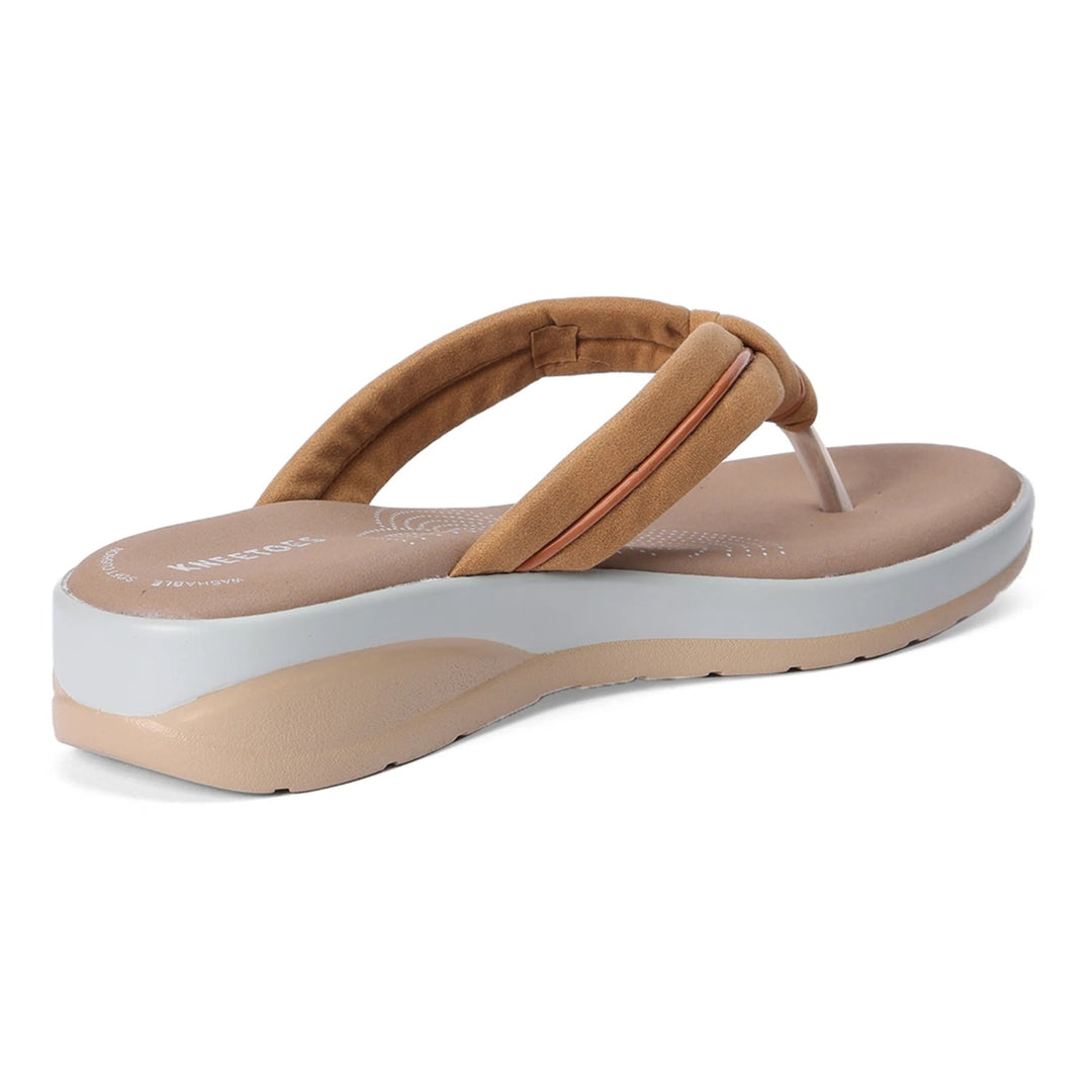 Sand Beige Memory Comfort Knot Thong Wedges