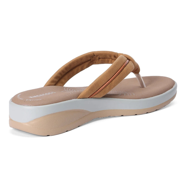 Sand Beige Memory Comfort Knot Thong Wedges
