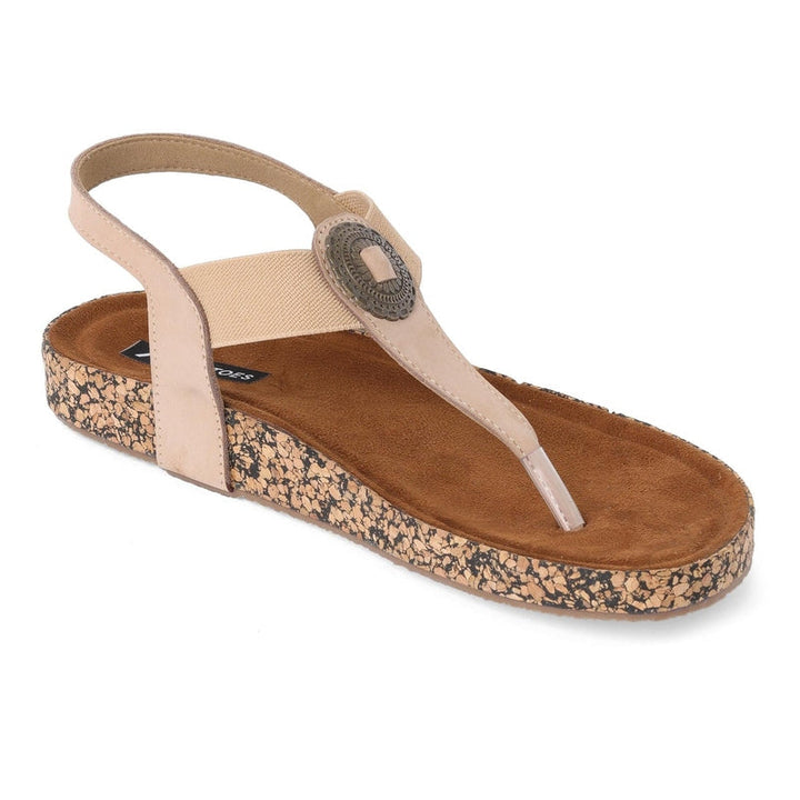 Subtle Beige Leather Thong Casual Sandals