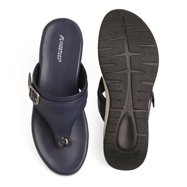 Buckled Navy Thong Casual Sandals