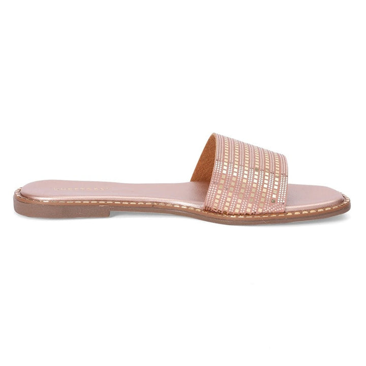 Blush Metallic Grid Pattern Flats