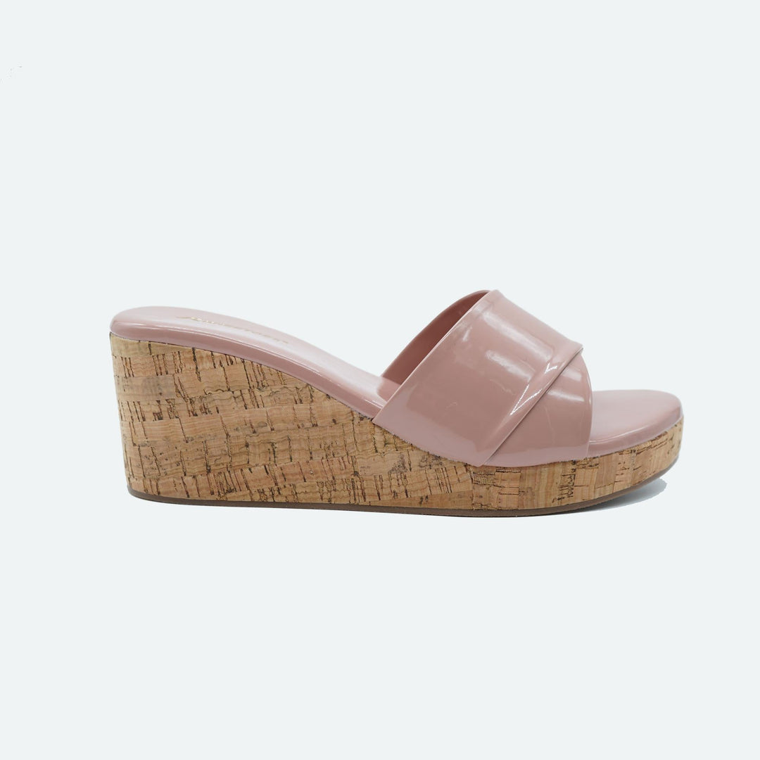 Spongy Peach Criss-Cross Wedge Sandals