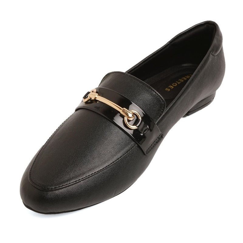 Chained Black Block Heel Loafers