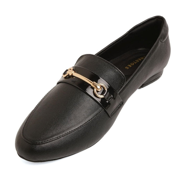 Chained Black Block Heel Loafers