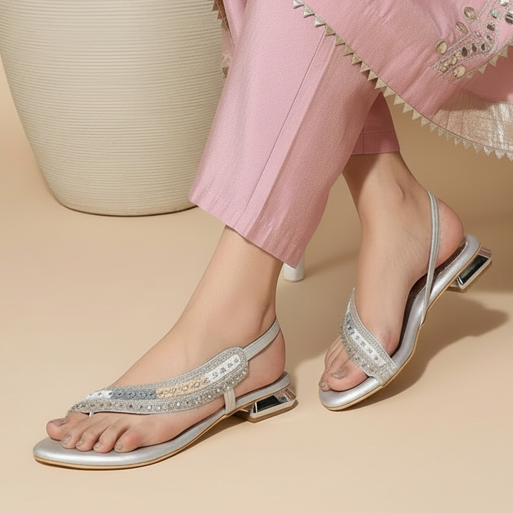 Navisha - Silver Embellished Sandals